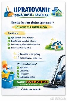 Upratovanie domácností, kancelárií