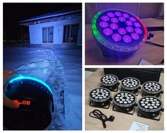 6ks led par reflektorov 180W RGBW v prepravnej taške