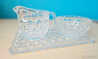 Krištáľová súprava, pohárik, miska a tácka, Bohemia Crystal