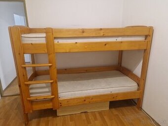 Poschodová posteľ+rošty+matrace-leto zima