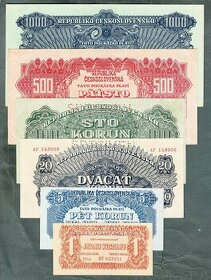Staré bankovky KOMPLET SESTAVA 1944 pěkný stav
