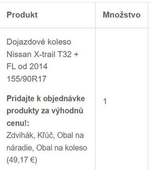 Dojazdove koleso Nissan Xtrail r.v. 2024