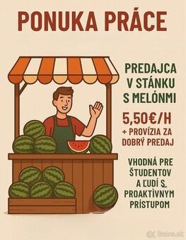 Predajca melónov v stánku
