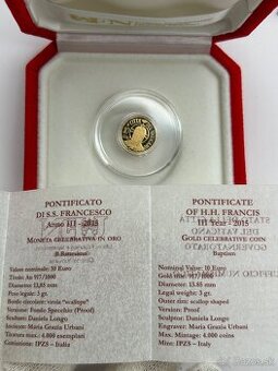10€ Vatikán pápež 2015 zlatá minca investičné zlato
