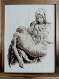 Rucne vysivany obraz svaty panna maria a jezis, 45vx35s s ra