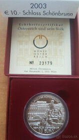 Strieborná minca Rakúsko - 10 € Schonbrunn proof (2003) - 1