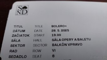Bolelo- 2 lístky, balkón, 28.05.2025