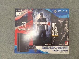 Predám Playstation 4 PS4 Slim 1TB, 2 ovládače, 3 hry