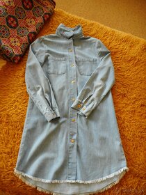 dievčenské riflové košeľové šaty - 1