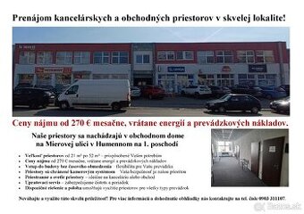 Na prenájom obchodné a kancelárske priestory v Humennom