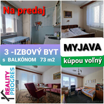 NA PREDAJ 3 IZBOVÝ TEHLOVÝ BYT s BALKÓNOM 73m2 MYJAVA -VOĽNÝ