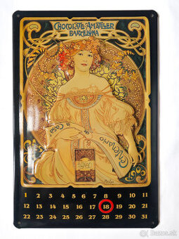 Večný kovový kalendár Alfons Mucha