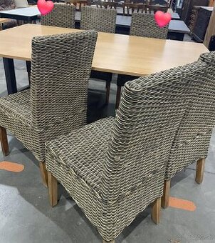 RB12. stolicky ratan, drevo, 6 ks, v98, s 49, h 47, vs 48 cm