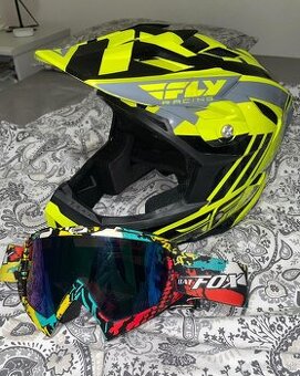 predám prilbu na bicykel/motokros s okuliarmi