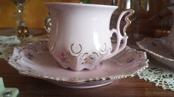 ruzovy porcelan - salky s tanierikom