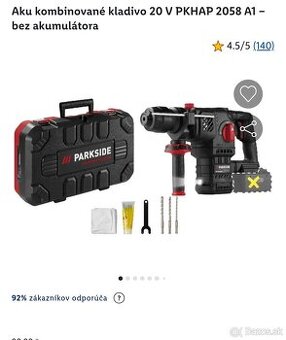 Aku vŕtacie kombinované kladivo Parkside performance