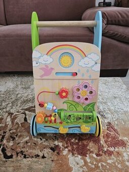 Bigjigs Toys - Drevené aktívne chodítko záhrada