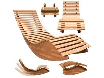 Ergonomické skladacie zahradné lehátko drevené agát poduška