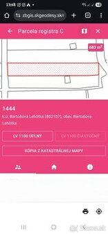 Predaj, záhradny pozemok 683m2 Bartošová Lehôtka