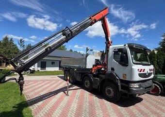 RENAULT Kerax, 8X4 trojstranný sklápač s hydraulickou rukou