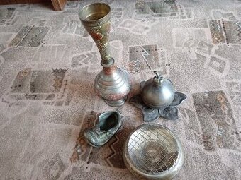 Starožitnosti, mosadzné, Váza , dóza na mince