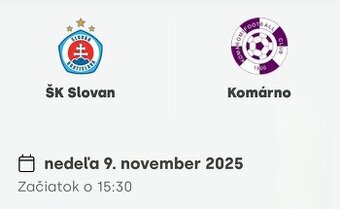 Darujem 1 vstupenku na Slovan - Komárno