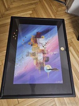 Abstraktný obraz s originálnym podpisom C. Sobole