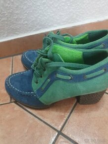 Modro zelené bez opätku dámske topánky