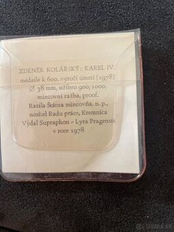 Zdeněk Kolářský Karel IV medaila k 600. Výročiu smrti