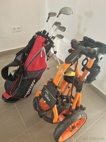 Golfovy vozik a kompletny set detskych golfovych palic - 1