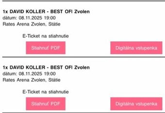 Vstupenky 2x David Koller