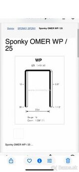 Predam Omer sponky W 25, W 92/40 - 150,- eur