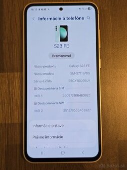 Samsung Galaxy S23 FE – Top stav + komplet balenie