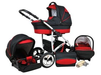 Kombinovaný kočík Raf-pol Largo -čierná + červená 3-komb.