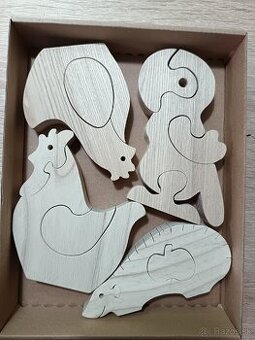 Predám drevené ručne vyrábané puzzle hračky – zvieratká