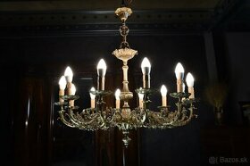 Dvanásťramenný luster stropná lampa z mosadze