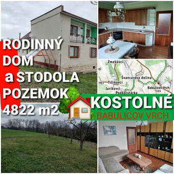 NA POLOSAMOTE DOM,STODOLA aPOZEMOK 4822m2 KOSTOLNÉ - VOĽNÉ