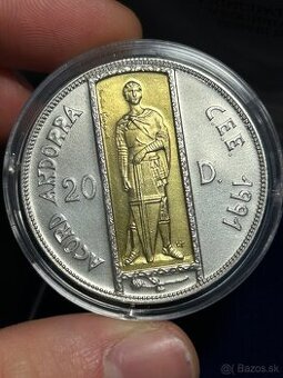 Investičné Zlato striebro zberateľská minca bimetal Andorra