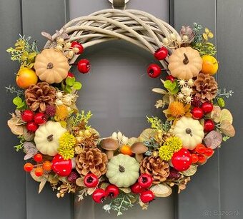 Jesenný veniec 35cm dekorácia na dvere venček - 1