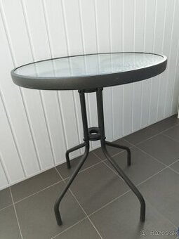 Jedálenský stôl, čierna oceľ/tvrdené sklo, priemer 60 cm