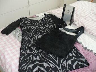 Pekné šat č M+ veci k tomu -taška ,pančuchy