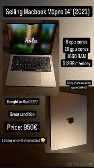 Predaj MACBOOK M1 PRO 14” (2021 model)