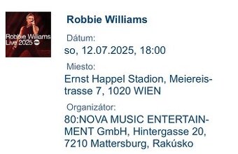 Robbie Williams Vieden 12.7.25 GOLDEN