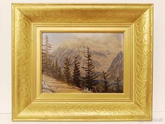 Obraz Tatry cesta z Hrebienku ke Kamzíku 1932, olej 46x55