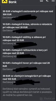 Predám darčekové poukážky v hodnote 100€
