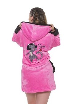 Krasny damsky ruzovy vysivany zupan s kapucnou NOVY