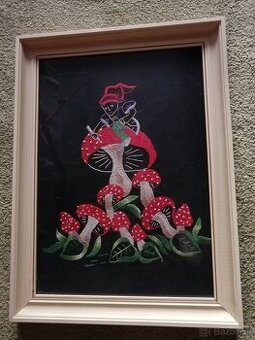 vysivany obraz muchotravky