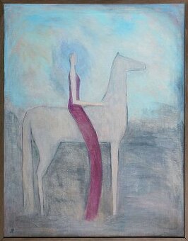 Predám obraz Jazdkyňa, olej na plátne