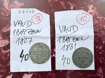 Mince Švajčiarsko kantón Vaud 1827 1831