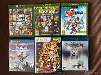 Predám hry Xbox One, PS4, Xbox 360 + Blu-ray film